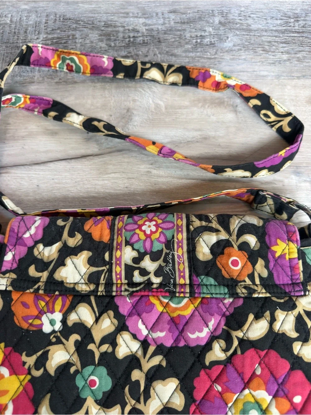 Vera Bradley The Frannie Quilted Crossbody In Retired Pattern Suzani